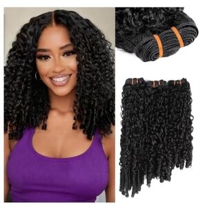 Burmese Curly Bundles Hair Pure Protein Fiber 8 10 12 Inch